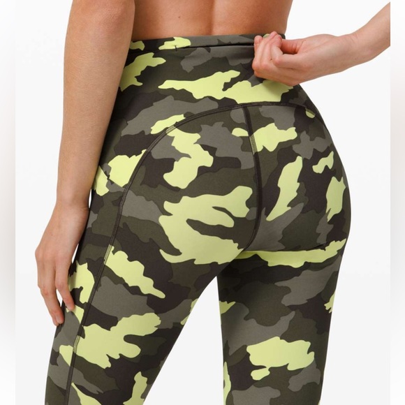 LULULEMON SWIFT SPEED HIGH RISE 28” LEGGING LUXTREME NEON CAMO GREEN SIZE 2 NWOT - Picture 1 of 10